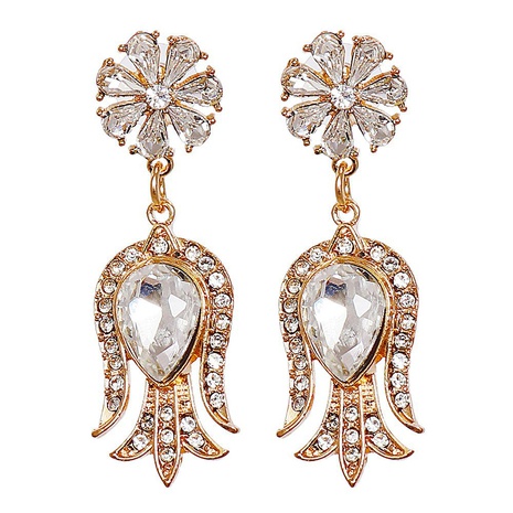 new European and American retro color diamond alloy flower earrings's discount tags