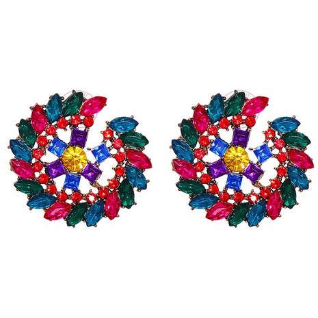 European and American new alloy diamond-studded sunflower earrings female's discount tags