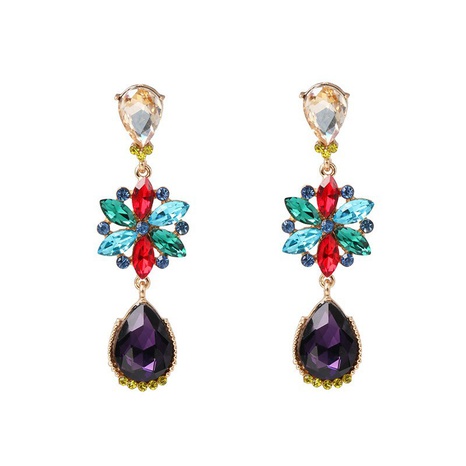 fashion colored diamond earrings flower drop earrings personality earrings wholesale  NHJJ554850's discount tags