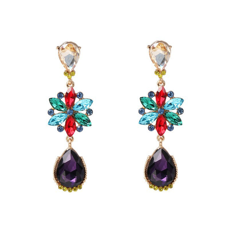fashion colored diamond earrings flower drop earrings personality earrings wholesale