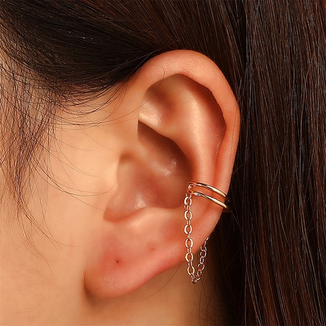 clip d'oreille en chaîne en métal boucles d'oreilles en cuivre sans trou rétro simples's discount tags