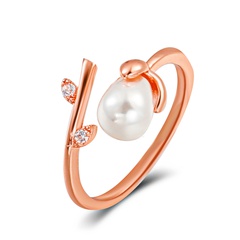 Korean Pearl Flower Ring Simple Open Branch Copper Index Finger Ring