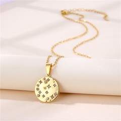 Fashion round four-pointed star pendant inlaid zircon titanium steel clavicle chain