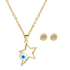 European and American simple light luxury square zircon pendant necklace earrings jewelry set
