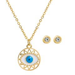 European and American brass inlaid zircon pendant necklace eyes jewelry set