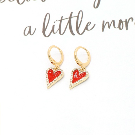 pendientes de amor rojo melocotón lindo con borde de diamantes de imitación simple retro's discount tags