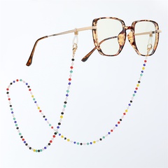 chaîne de masque de perles de riz de couleur de style ethnique simple chaîne de lunettes de cou suspendues petites perles corde de masque anti-perte