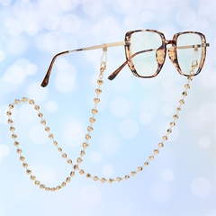 chaîne de masque de perles irrégulières rétro chaîne de lunettes de cou suspendues perles de coeur de pêche en métal corde de masque anti-perte