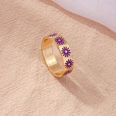 Korean fashion small daisy dripping oil retro plain alloy ring female