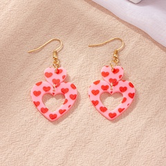 fashion double heart earrings long flower acrylic earrings women wholesale