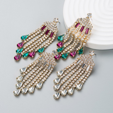 fashion diamond-studded acrylic tassel earrings drop earring's discount tags