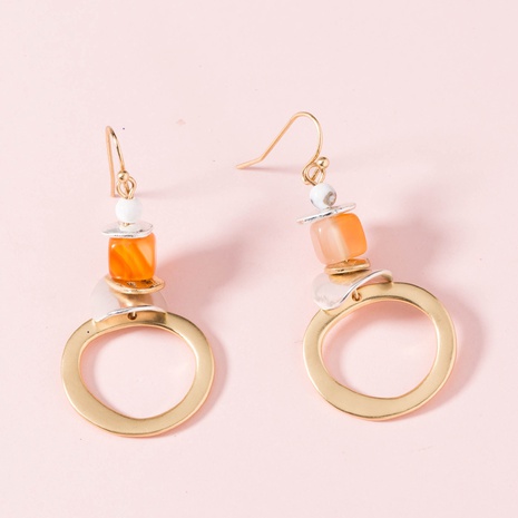 fashion geometric circle natural stone tassel alloy earrings NHDB555159's discount tags