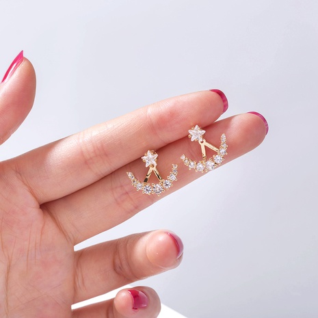 fashion star moon zircon earrings NHDB555170's discount tags