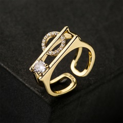 European and American style simple copper plated 18K gold zircon ring female