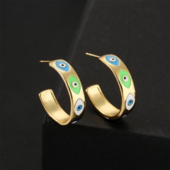 Europe and America new copper-plated real gold oil dripping Devil’s eye earrings