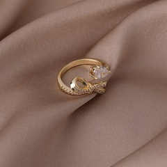 full zircon bow ring fashion design sense tide index finger copper ring