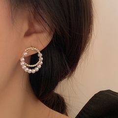 Circle diamond baroque pearl earrings female fashion earrings wholesale