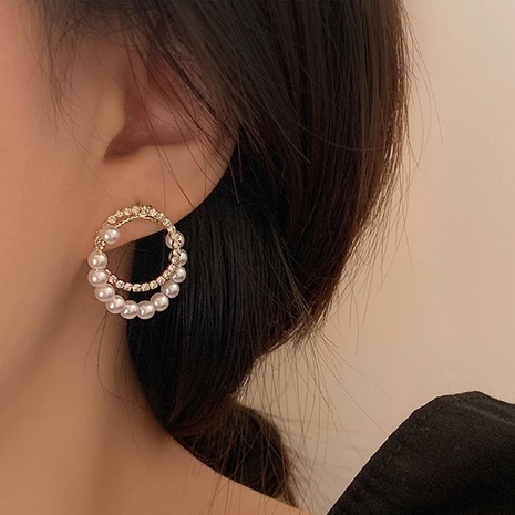 Circle diamond baroque pearl earrings female fashion earrings wholesale's discount tags
