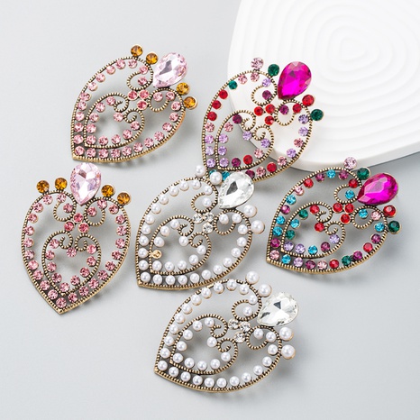 bohemia color diamond love earrings niche stud earring's discount tags