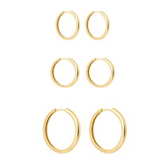 fashion simple gold and silver plain hoop titanium steel earrings