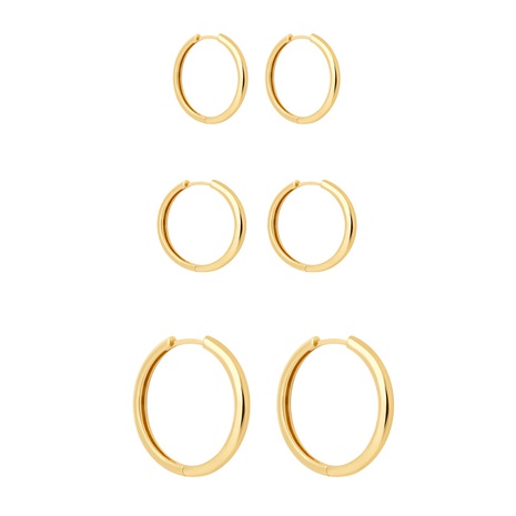 fashion simple gold and silver plain hoop titanium steel earrings NHOA555349's discount tags