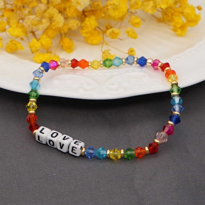 nouvelle lettre couleur correspondant bracelet en cristal arcenciel bohme en gros