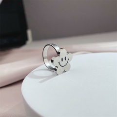 Korean fashion smiley face new ring titanium steel star ring wholesale