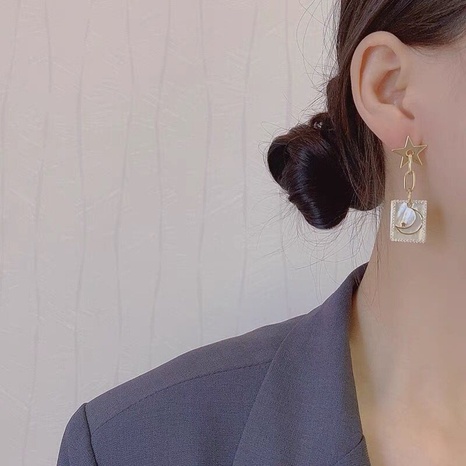 fashion geometric square star moon earrings shell earrings's discount tags