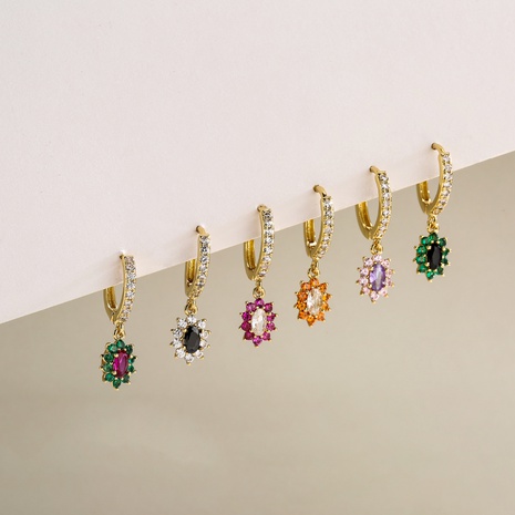 fashion geometric zircon colored zircon earrings NHJUC555546's discount tags