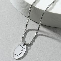 European and American hip hop stainless steel chain rugby pendant necklace