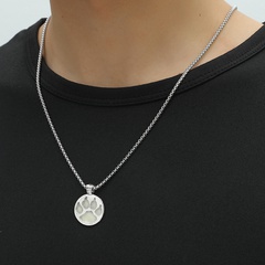 European and American hip-hop men's luminous bear paw pendant stainless steel necklaces