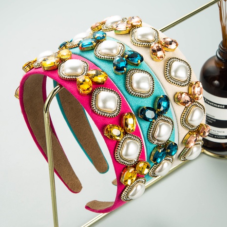 diadema de perlas de palacio barroco diadema de diamantes de imitación para adultos accesorios para el cabello diadema's discount tags