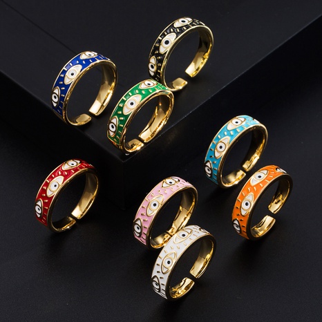 fashion copper color dripping oil devil's eye open simple copper ring wholesale's discount tags