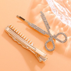 Scissors Shape Comb Shape Sparkling Crystal Hairpin Set