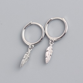 s925 silver needle European and American light luxury feather pendant earringspicture12