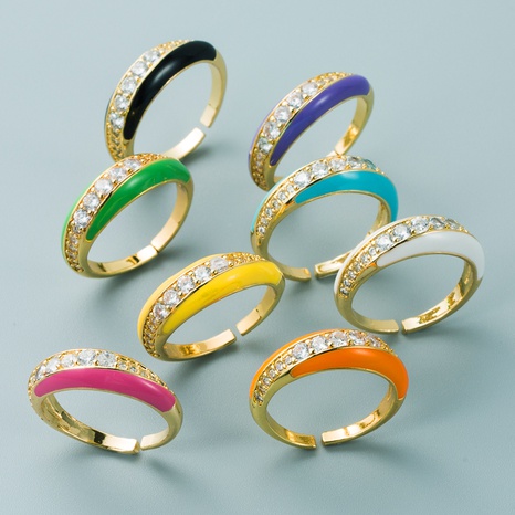 anillo de color ajustable con apertura de aceite de circón micro-set de cobre vintage's discount tags