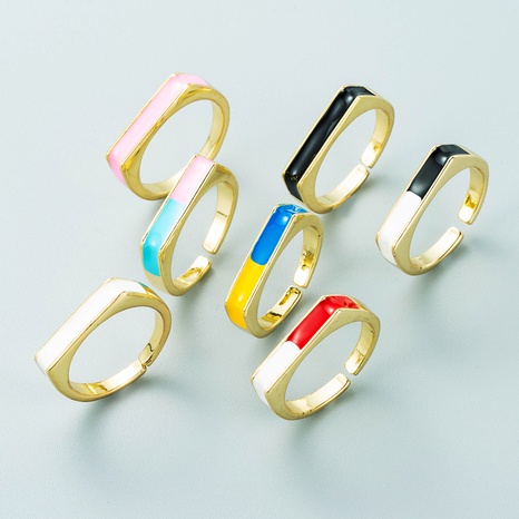 simple flat head U-shaped color copper drip oil open hip-hop ring's discount tags