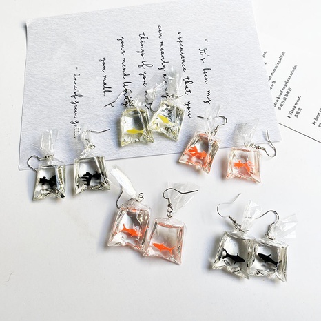 new creative cartoon fun goldfish funny carp earrings wholesale's discount tags