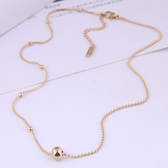 Korean Fashion Round Bead Pendant Asymmetrical Titanium Steel Necklace