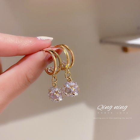 Korean new personality opal diamond ball earrings women wholesale's discount tags