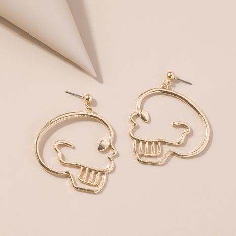 European and American hollow human-shaped skull earrings exaggerated pendant earrings's discount tags