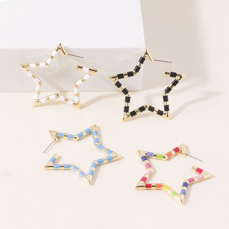 fashion personality drop oil five-pointed star earrings popular earrings wholesale's discount tags