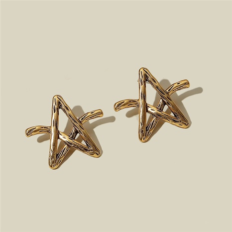 new trendy ancient gold Korean retro hollow star stud earrings wholesale's discount tags