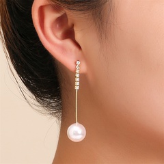 pearl pendant zircon tassel earrings fashion copper earrings