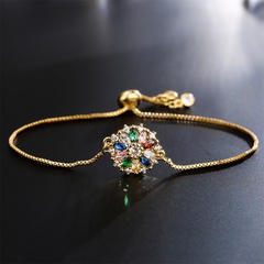 fashion copper pull adjustable color zirconium flower bracelet