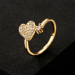 fashion copper micro-inlaid zircon jewelry new plating 18K gold LOVE letter ring