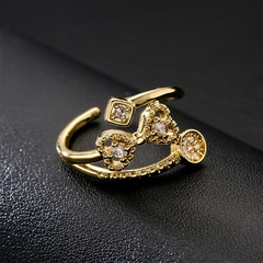 European and American hot sale open ring copper plated 18K gold simple zircon ring