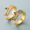 fashion personality copperplated gold microset zircon geometric crocodile ring hiphop open ringpicture8