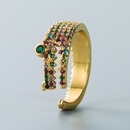 fashion personality copperplated gold microset zircon geometric crocodile ring hiphop open ringpicture9