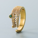 fashion personality copperplated gold microset zircon geometric crocodile ring hiphop open ringpicture11